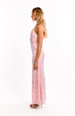 Lyanna Pink Sequin Maxi Dress