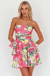 Like Me Tied Back Layered Mini Dress Citrus Pink
