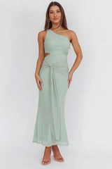 Luli One-Shoulder Cut-Out Maxi Dress Sage