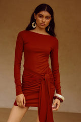 JUDAH SLEEVED MINI DRESS - RED