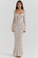 vintage cream lace maxi dress