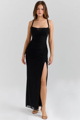 black mesh maxi dress
