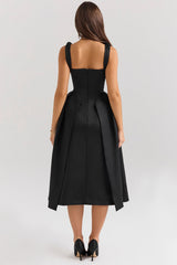 black satin twist strap midi dress - sale