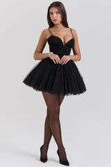black tulle mini dress - sale