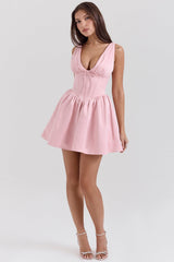 powder pink satin mini dress - sale