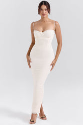 cream tea frill lace midi dress
