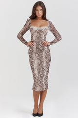 snake print corset dress