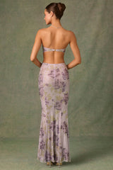 Embellished Cut-Out Fishtail Maxi Dress in Lilac Hotfix