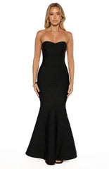 Amanda Black Bandage Strapless Formal Maxi Dress
