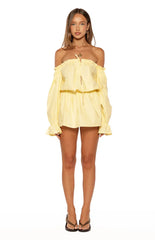 Bode Yellow Bardot Mini Dress
