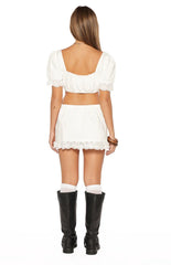 Hart White Broderie Trim Crop Top