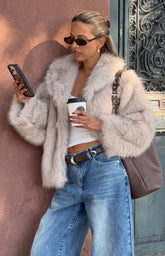 It Girl Sand Faux Fur Jacket - PRE ORDER