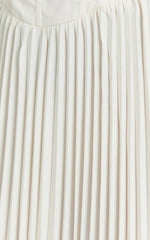 Loretta Midi Dress Lace Up Back Bustier Pleated Dress in Cream