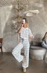 Maple White Navy Stripe Cropped Knit Sweater