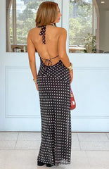 North Black Polka Dot Cowl Neck Maxi Dress