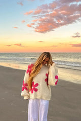 Ryver Cream Flower Knit Sweater