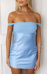 Sandie Light Blue Off The Shoulder Mini Dress