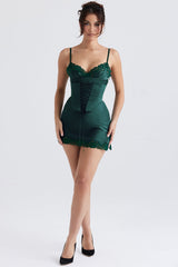 forest satin slip dress