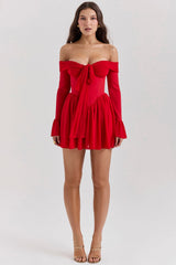 scarlet off shoulder dress