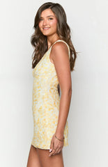 Harrie Yellow Lace Mini Dress