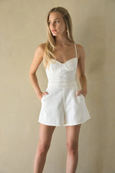 Lila Open Back Denim Romper