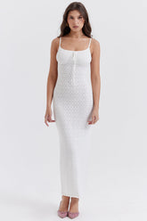 white knit maxi dress