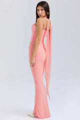 Peach Fluted Hem Maxi Skirt
