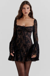 black lace corset dress