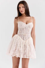 vintage cream lace mini dress