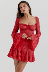 scarlet lace corset dress