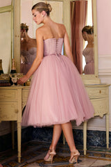 french rose tulle midi dress - sale