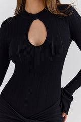black long sleeve mini dress