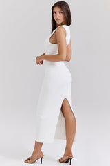 white sleeveless maxi dress