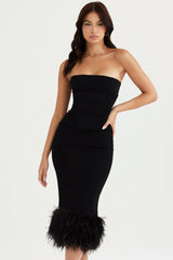 black strapless corset dress