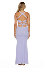 Amelie Lilac Mesh Formal Maxi Dress