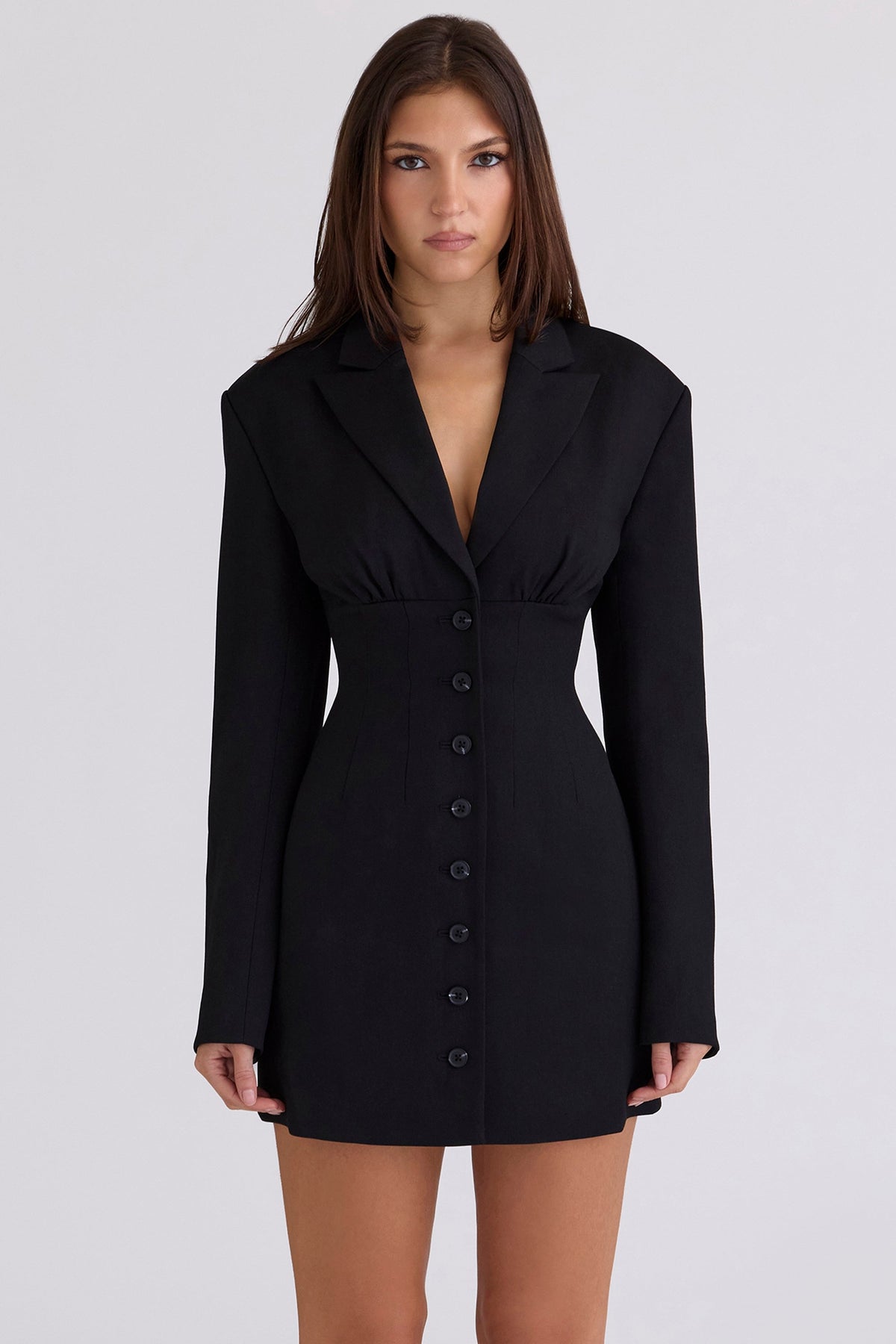 black hourglass blazer dress