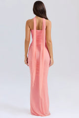 Peach Fluted Hem Maxi Skirt
