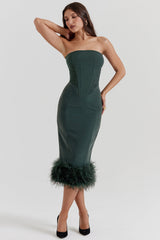 emerald green strapless corset dress