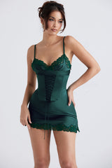 forest satin slip dress