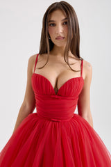 holly red tulle mini dress
