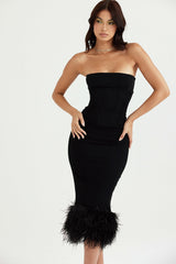 black strapless corset dress