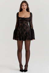 black lace corset dress