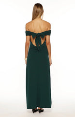 Erica Teal Crepe Off the Shoulder Maxi Dress