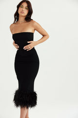 black strapless corset dress