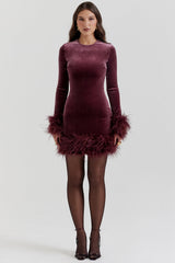 mulberry velvet mini dress