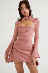 rose draped corset dress