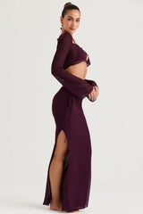 Prune Cutout Maxi Skirt