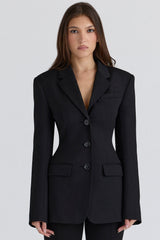 black crepe hourglass blazer jacket