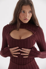 wine knit corset dress