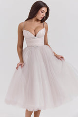 french dove tulle midi dress - sale
